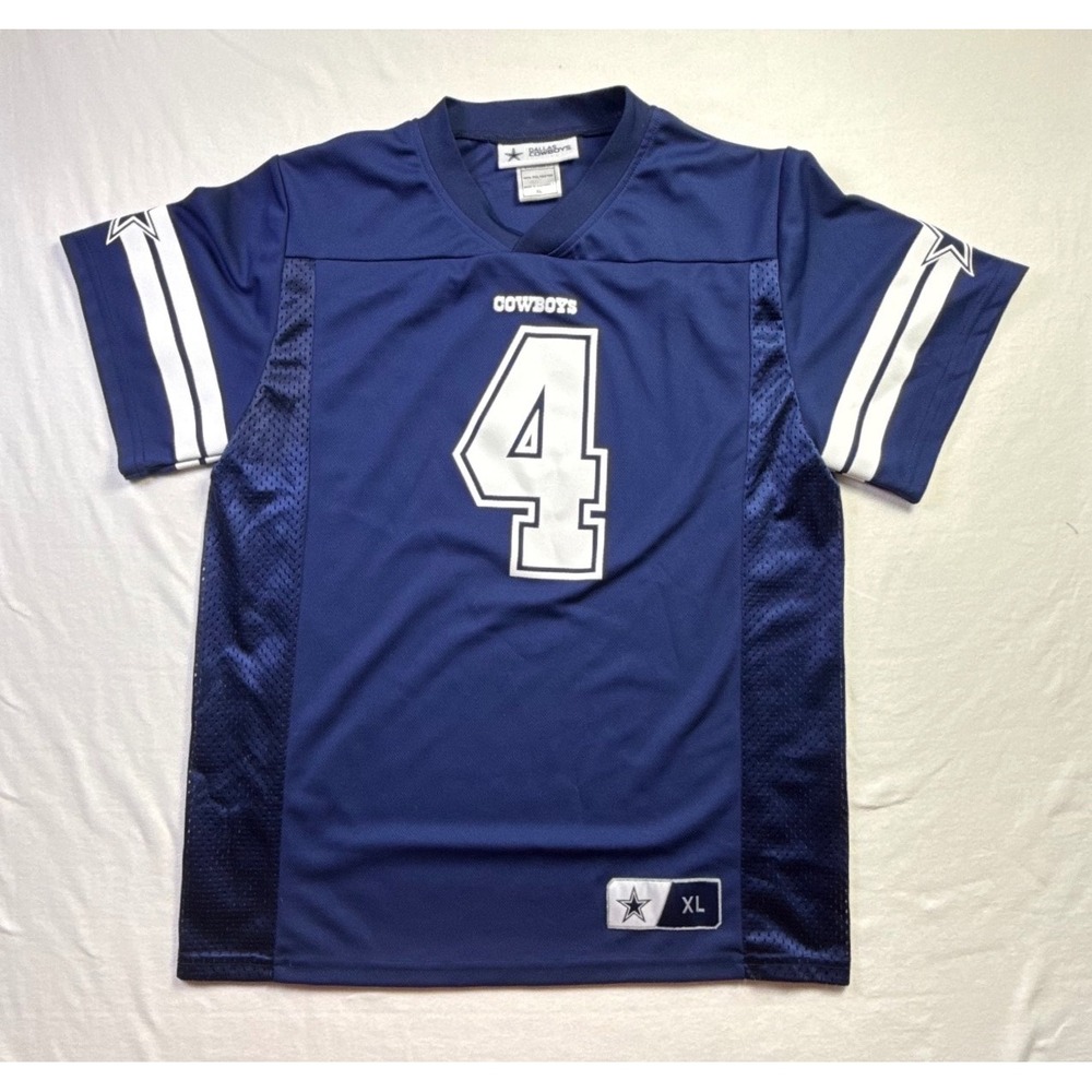 Dallas Cowboys Dak Prescott #4 Youth XL Football Jersey Navy Blue DC7030YM-2669